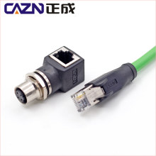 M12 female male to RJ45 straight angled coupling connector